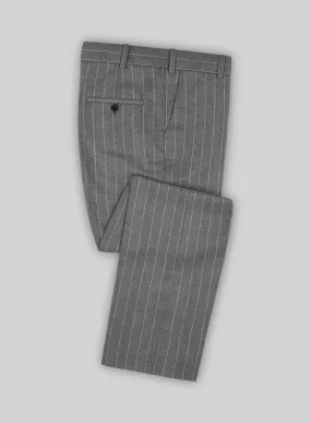 Italian Uben Gray Chalkstripe Flannel Pants