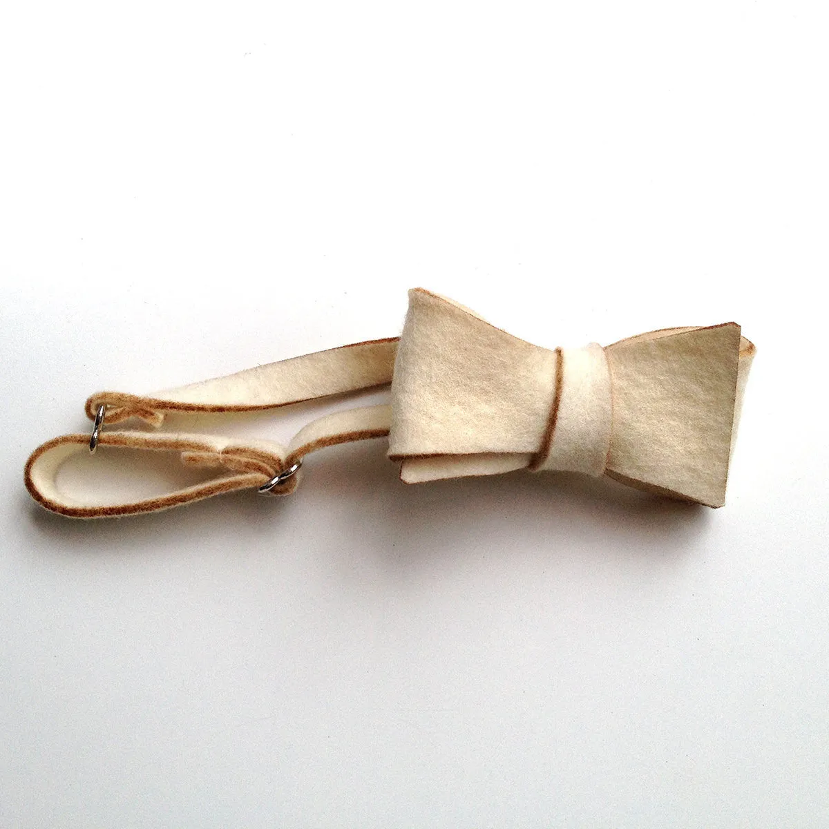 Ivory Industrial Felt Bow Tie