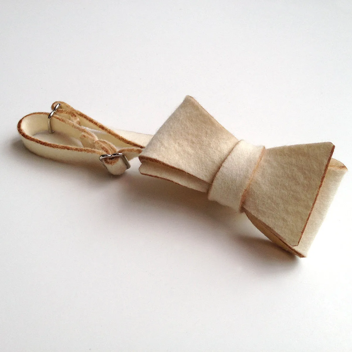 Ivory Industrial Felt Bow Tie