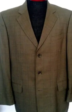 Jack Victor- Olive/ Taupe Windowpane Sport Coat- Size 44L