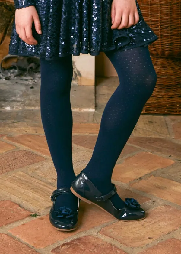 Jacquard Rhombus Navy Tights