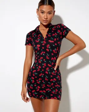 Jeeves T-Shirt Dress in Cherries Black