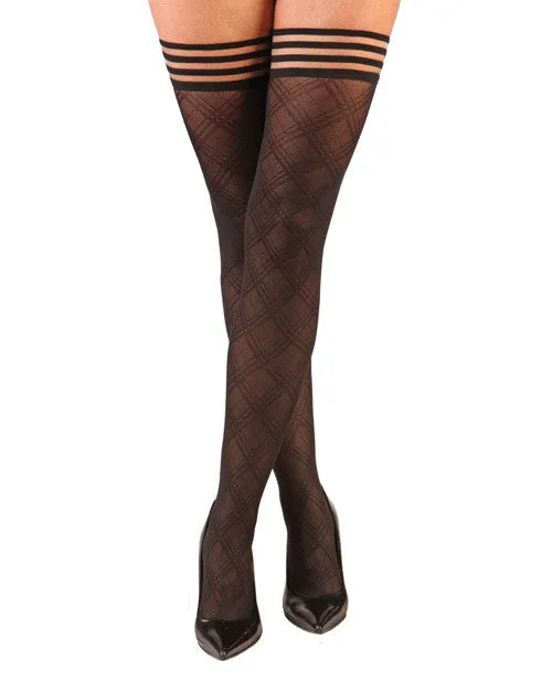 Kix'ies Tiffany Diamond Thigh High Black C