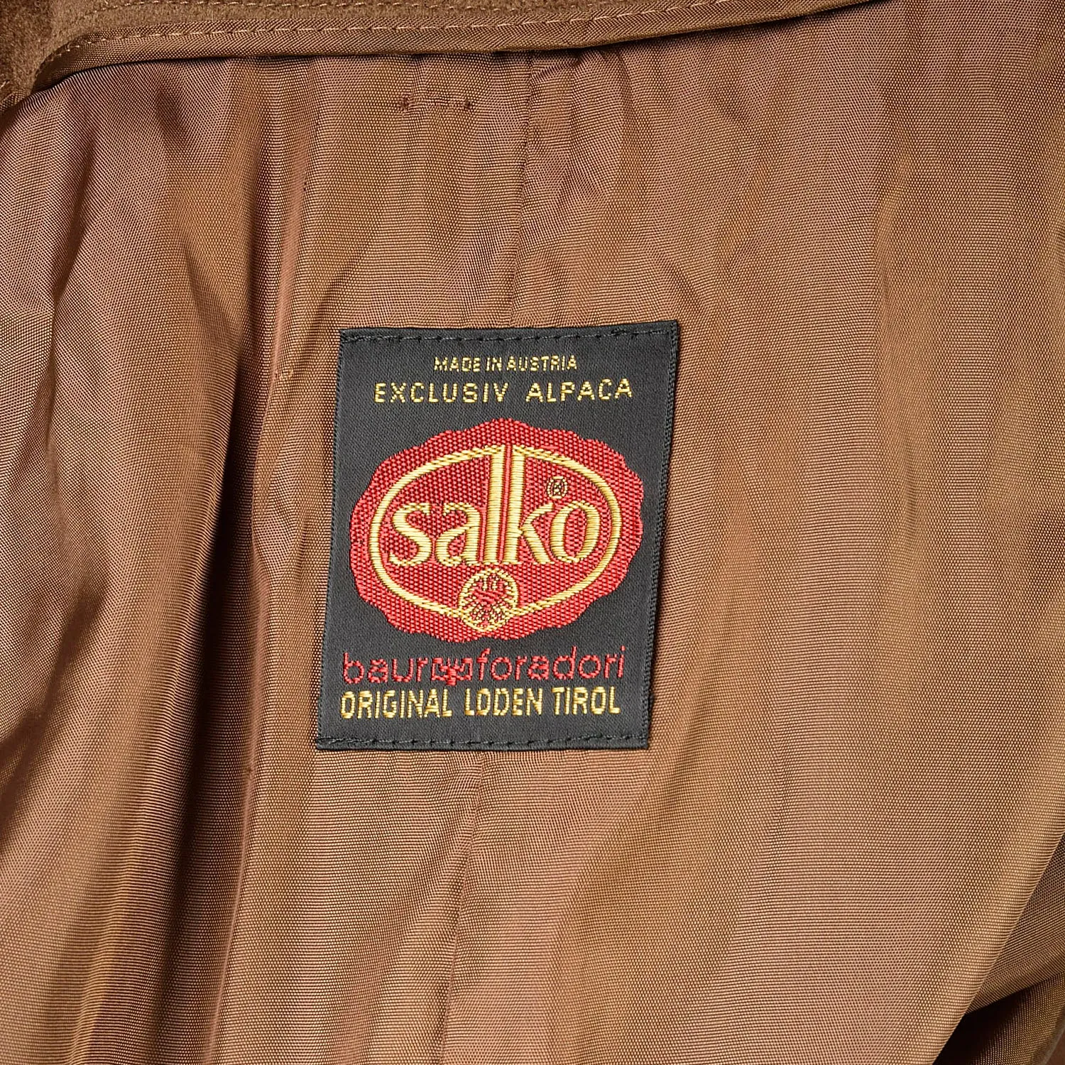 Large 1980s Coat Salko Austrian London Tirol Brown Wool Alpaca Double Breasted Winter Outerwear