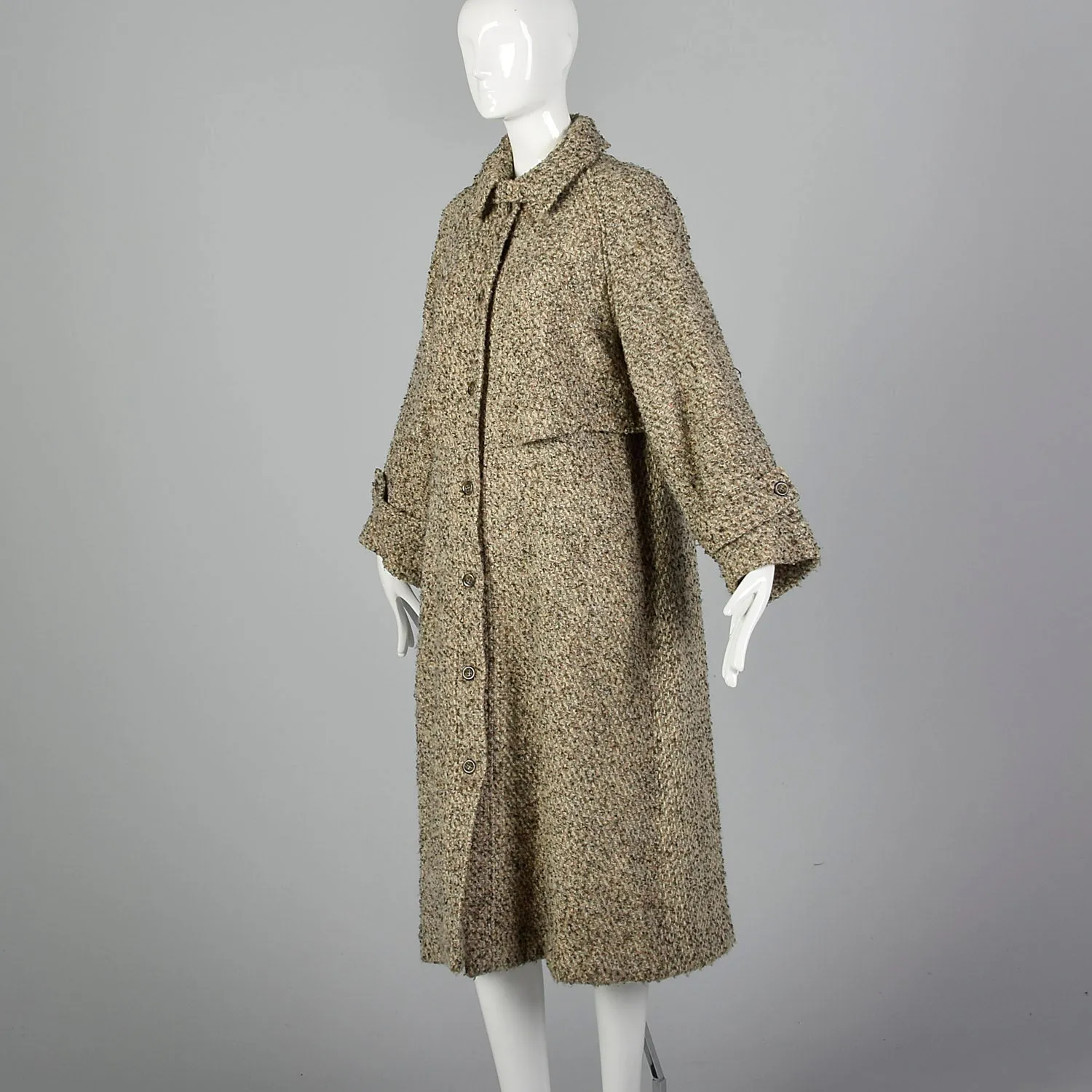 Large Geoffrey Beene for Gallant 1970s Tweed Coat