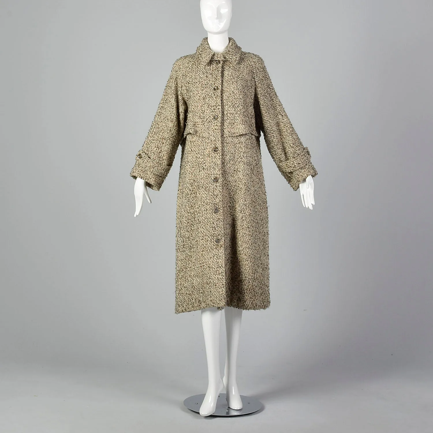 Large Geoffrey Beene for Gallant 1970s Tweed Coat