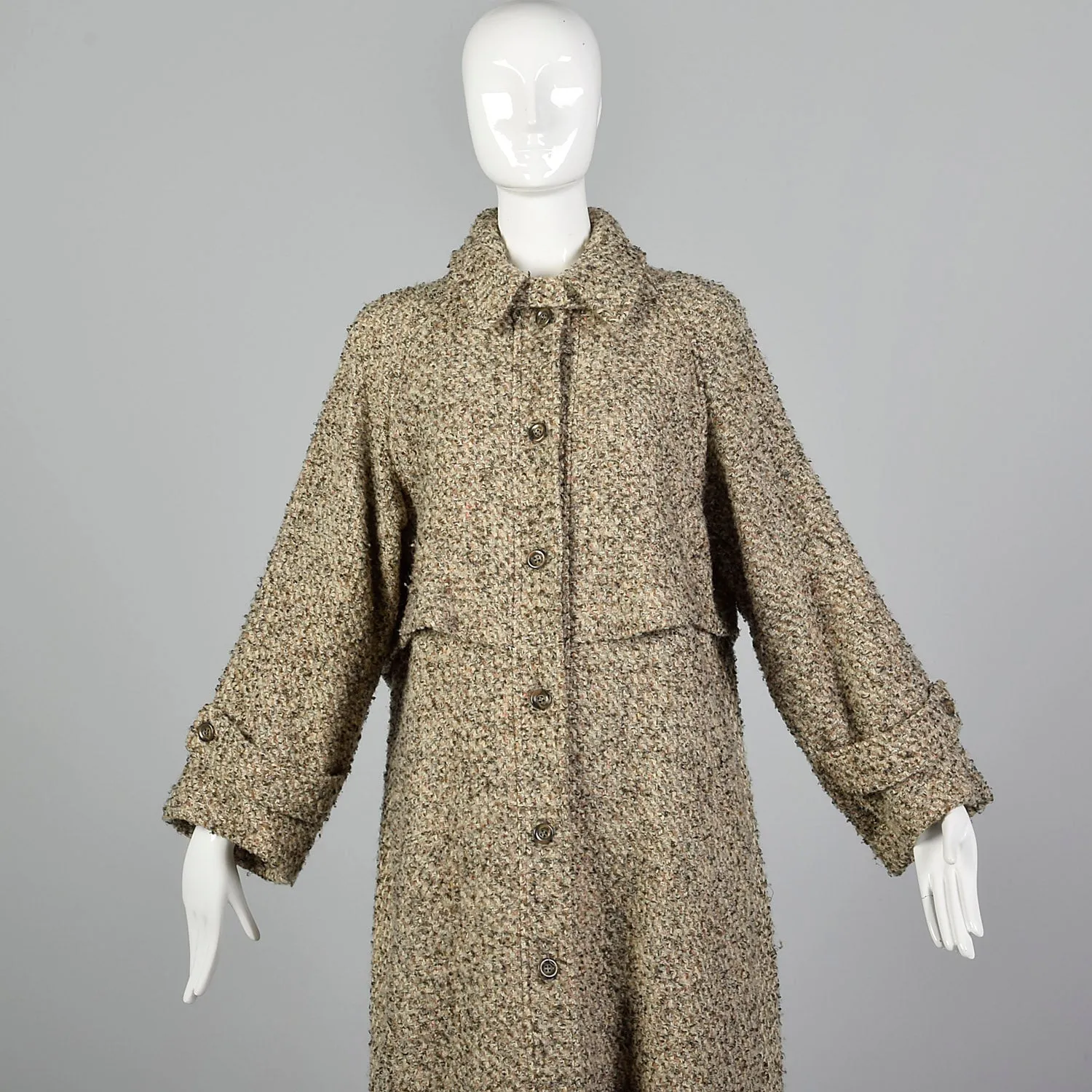 Large Geoffrey Beene for Gallant 1970s Tweed Coat