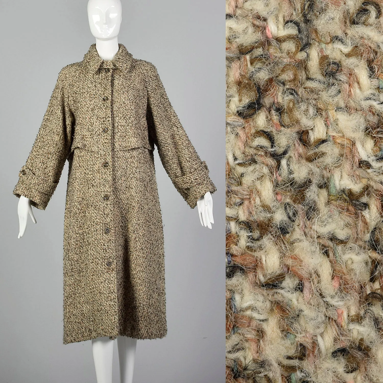 Large Geoffrey Beene for Gallant 1970s Tweed Coat