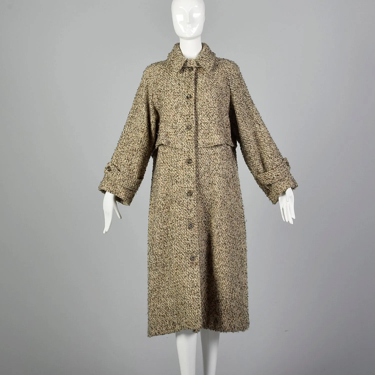 Large Geoffrey Beene for Gallant 1970s Tweed Coat