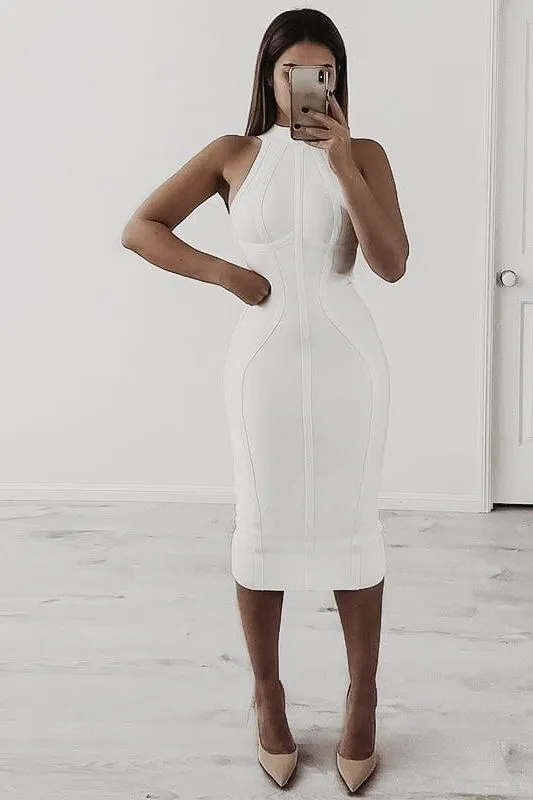 Lea Bandage Midi Dress - Nude