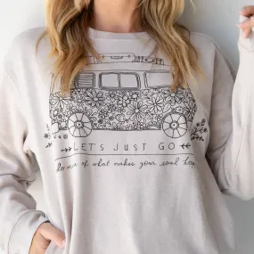 Let's Just Go Comfy Pocket Sweatshirt - Oatmeal