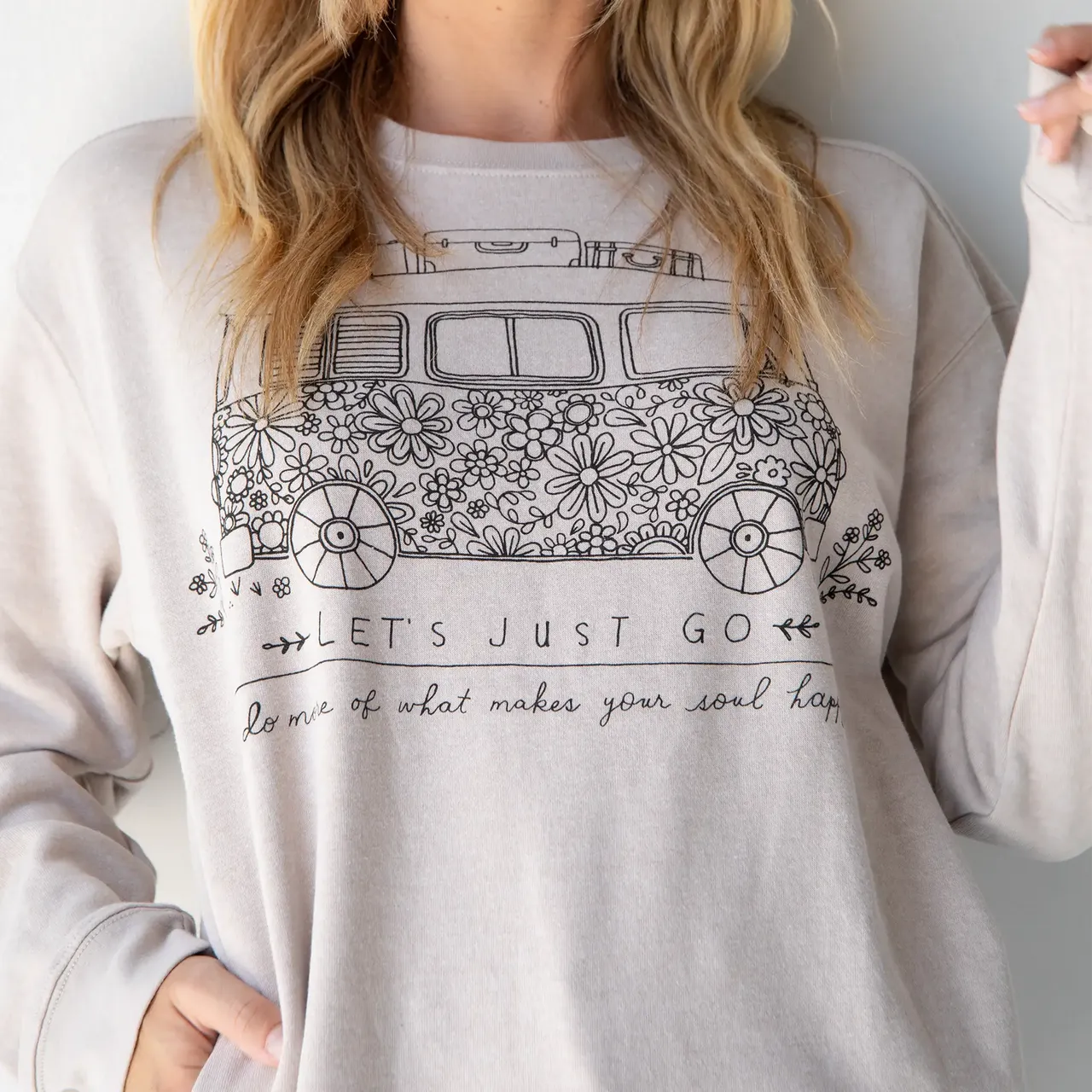 Let's Just Go Comfy Pocket Sweatshirt - Oatmeal