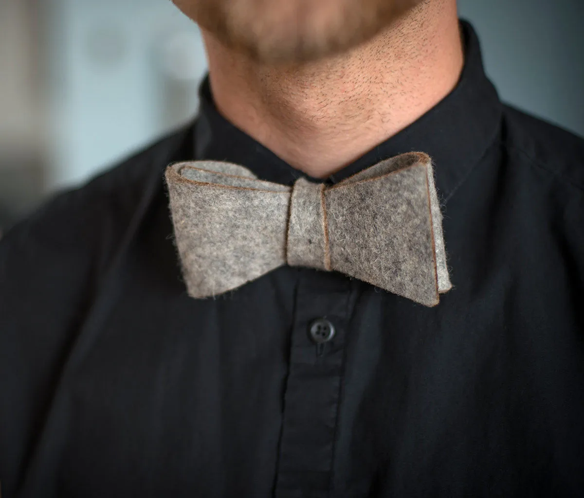 Light Grey Industrial Felt Bow Tie