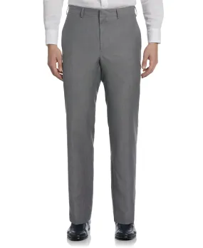 Linen-Blend Flat Front Pants - Gray