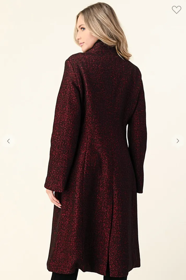 Longline Mock Neck Wool Coat