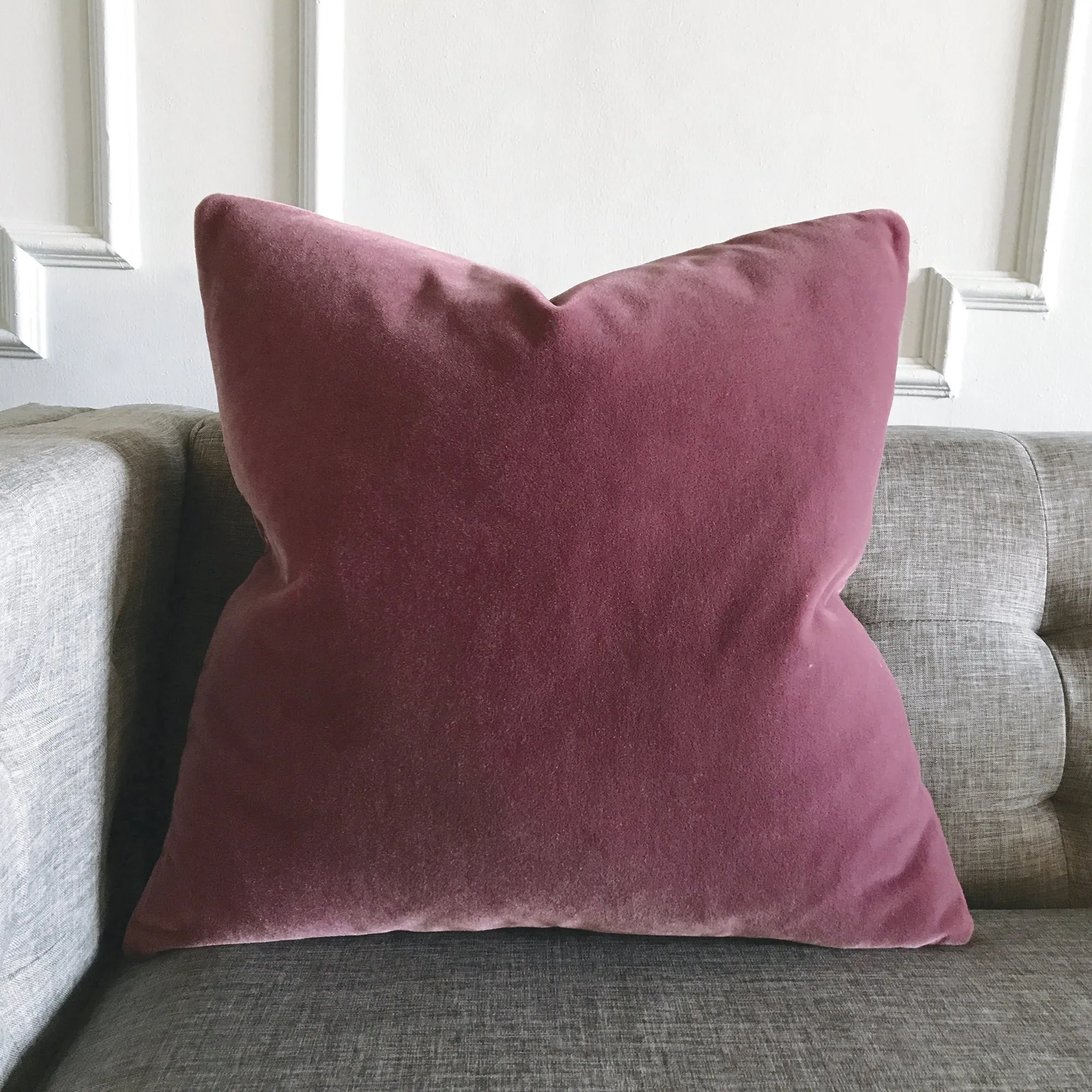 Luxury Mohair Decorative Pillow Cover in Crushed Berry 22x22