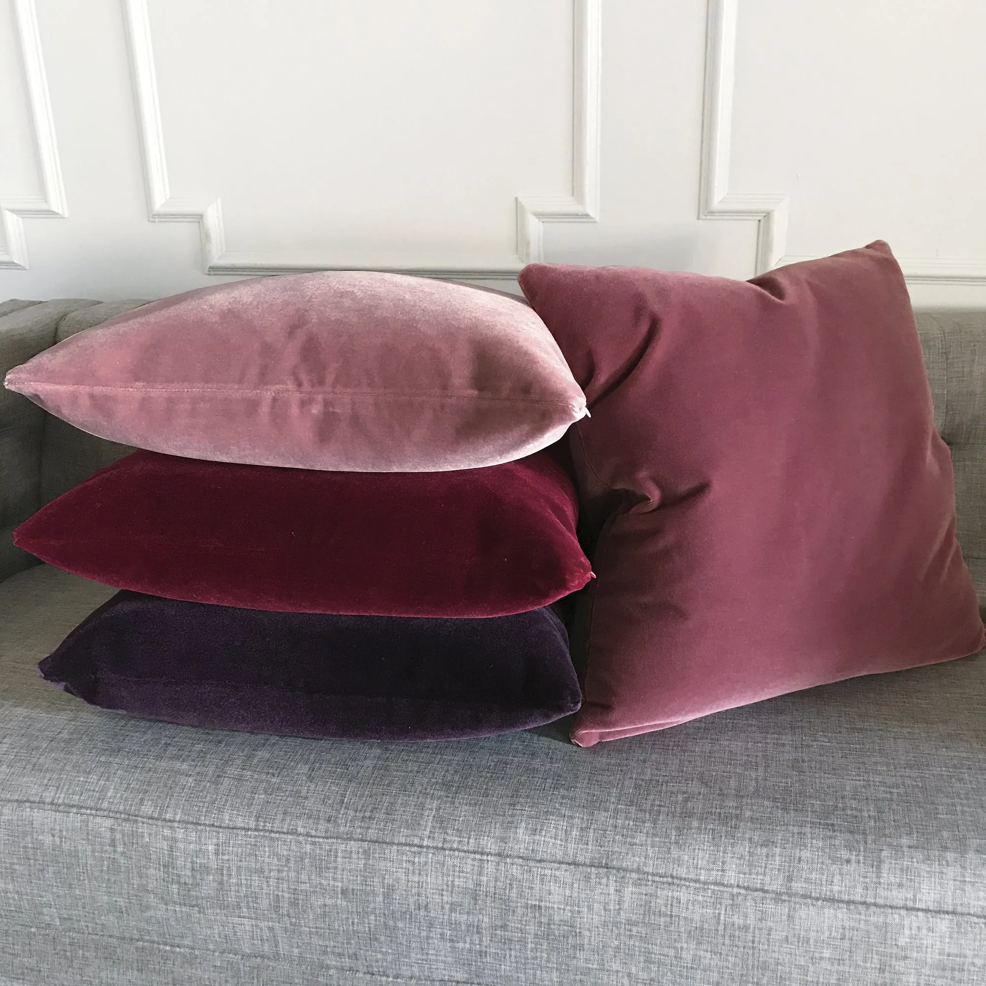 Luxury Mohair Decorative Pillow Cover in Crushed Berry 22x22