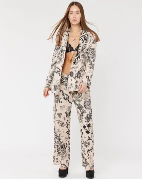 Margot Belted Printed Graffiti Pants