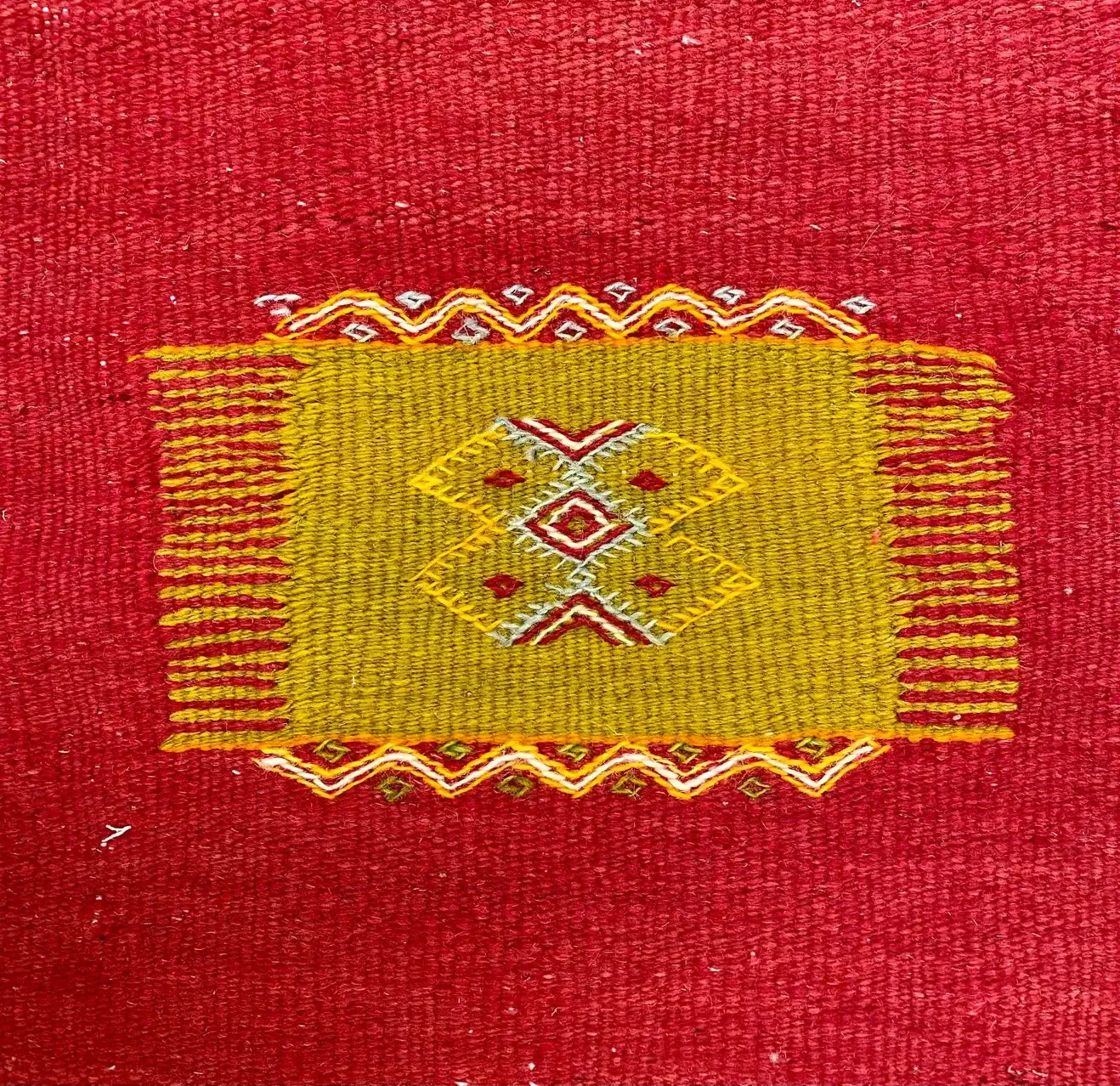 Medium Berber Rug - Tribal Handwoven Wool Organic Red Dye