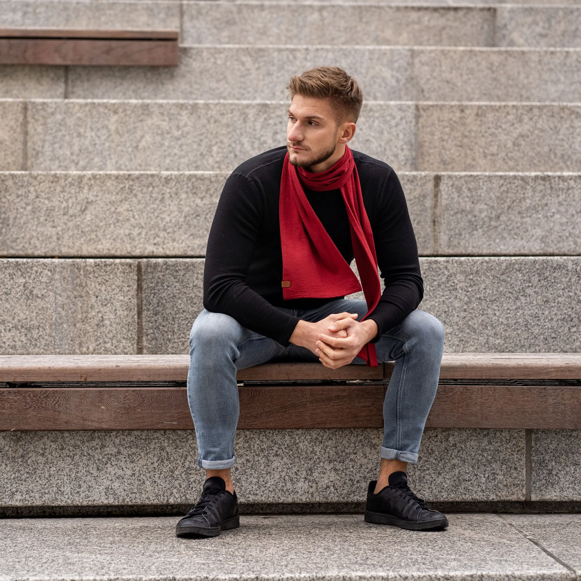 Men's Merino Scarf Royal Cherry