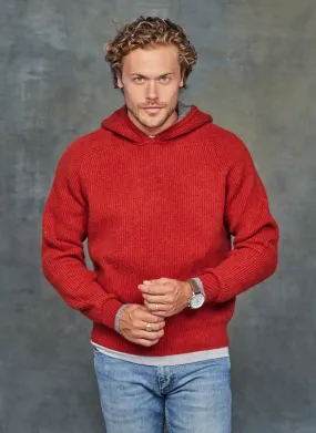 Men's Zermatt Plush & Luxurious Cashmere Ribbed Hoodie Sweater in Cinna