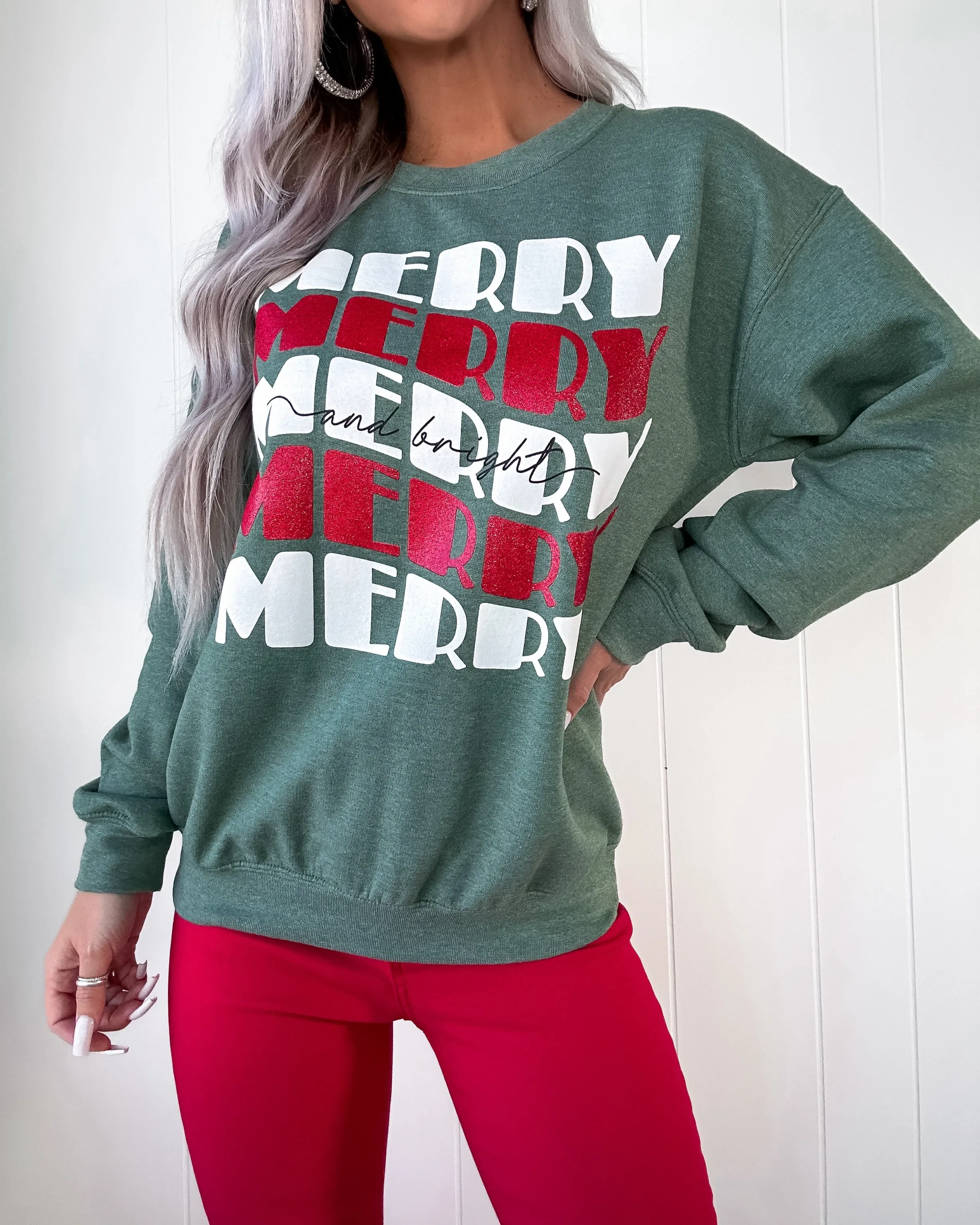 Merry & Bright Sweatshirt - Green