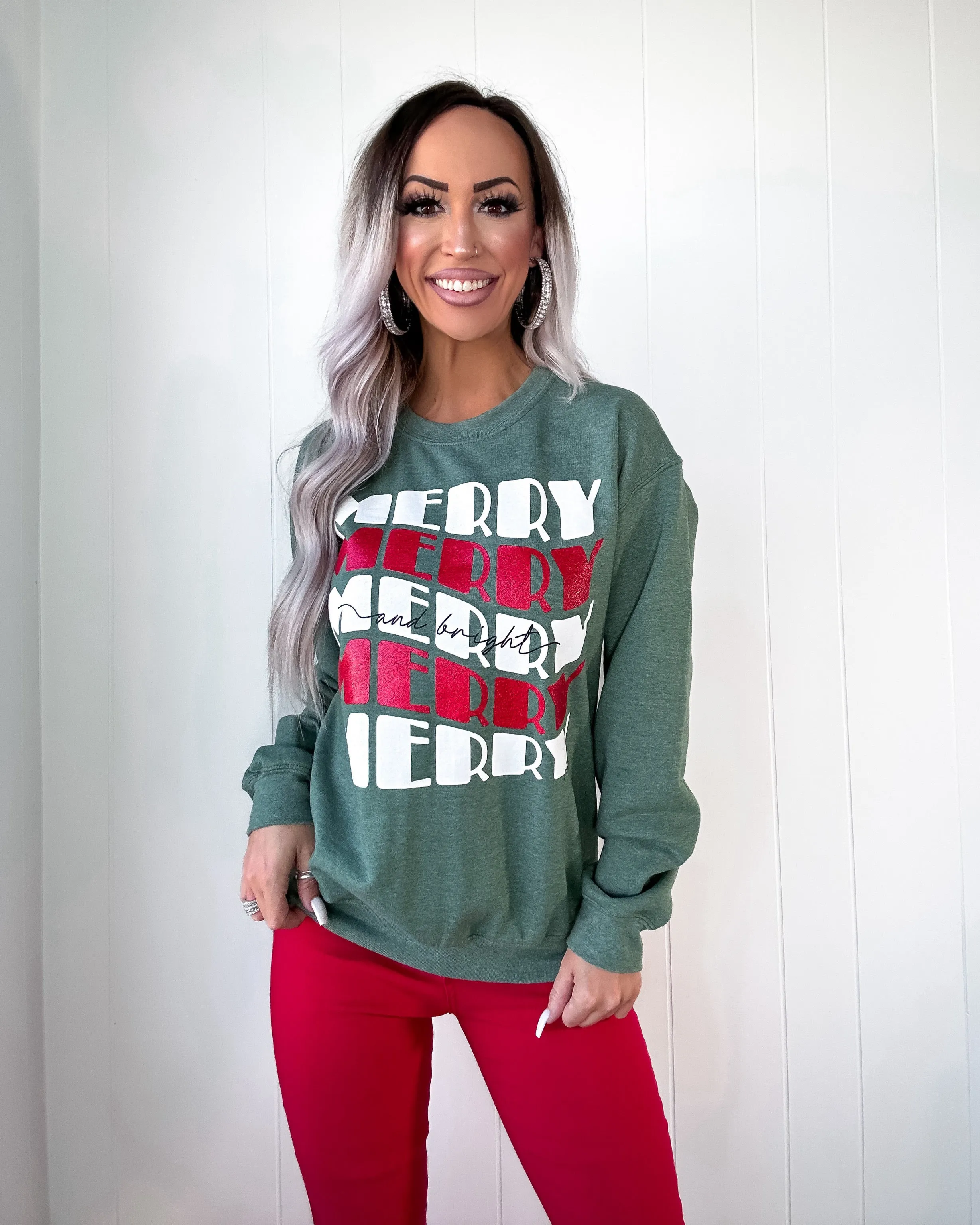 Merry & Bright Sweatshirt - Green