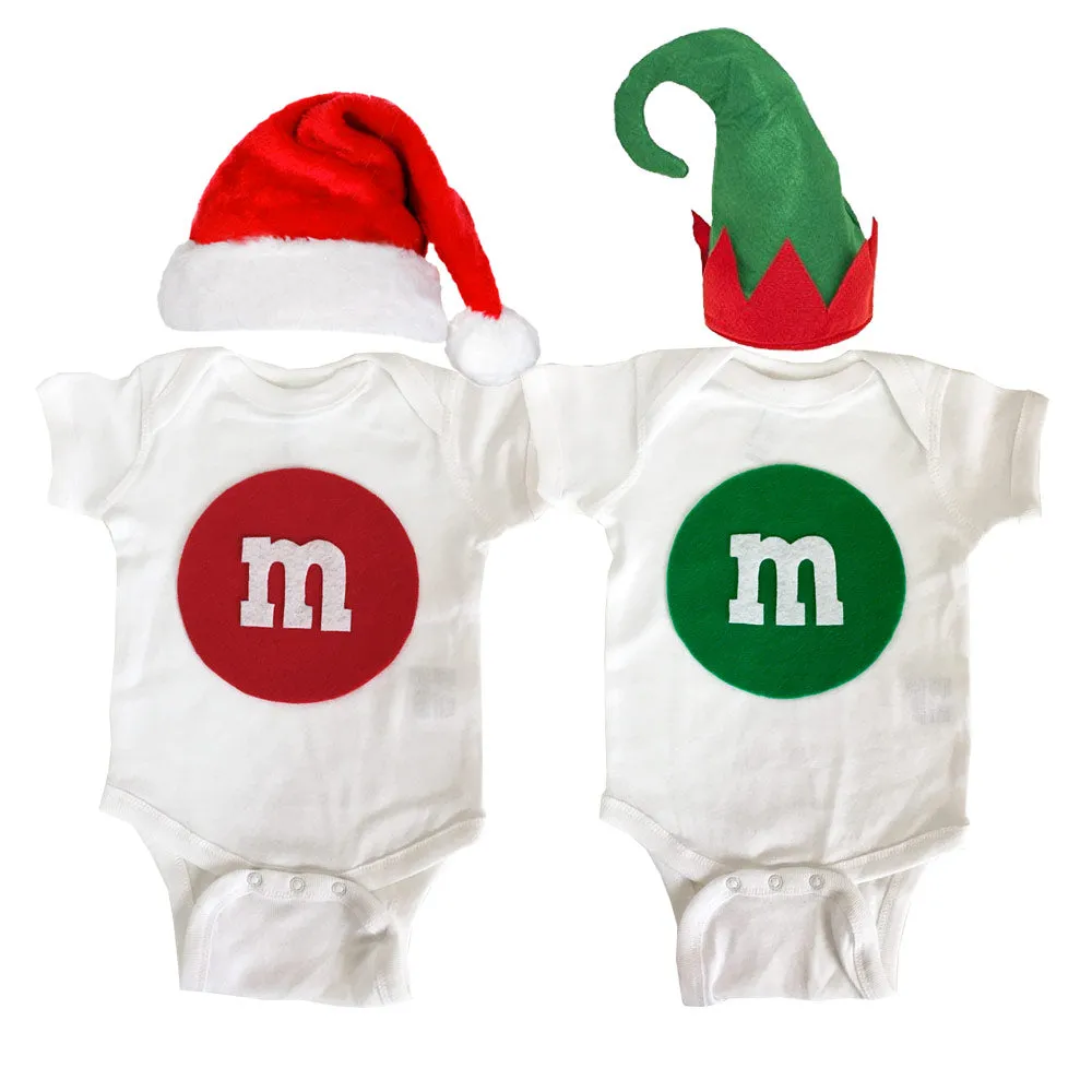 Merry Christmas - M and M's Baby Bodysuit - Green