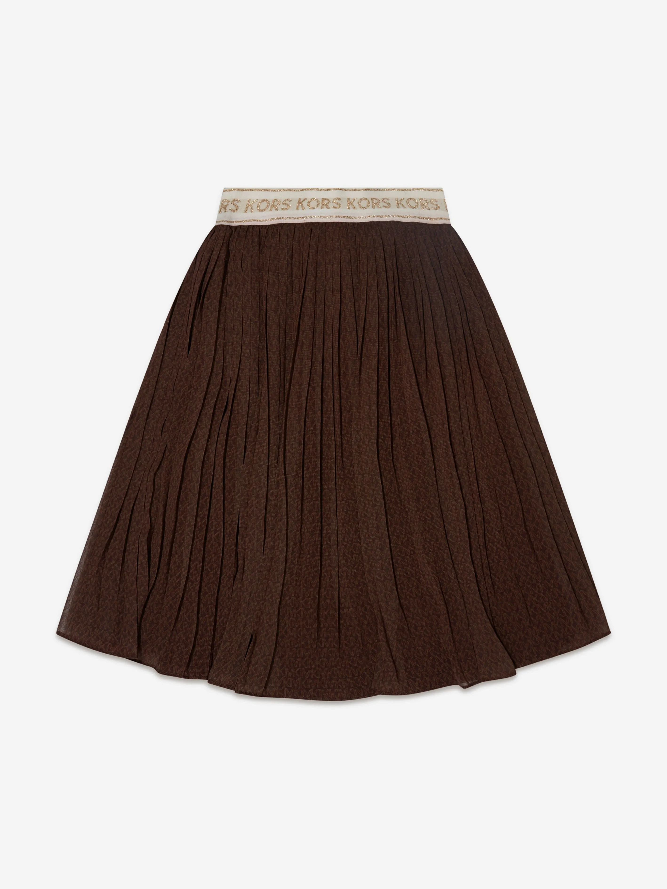 Michael Kors Girls Pleated Midi Skirt in Brown