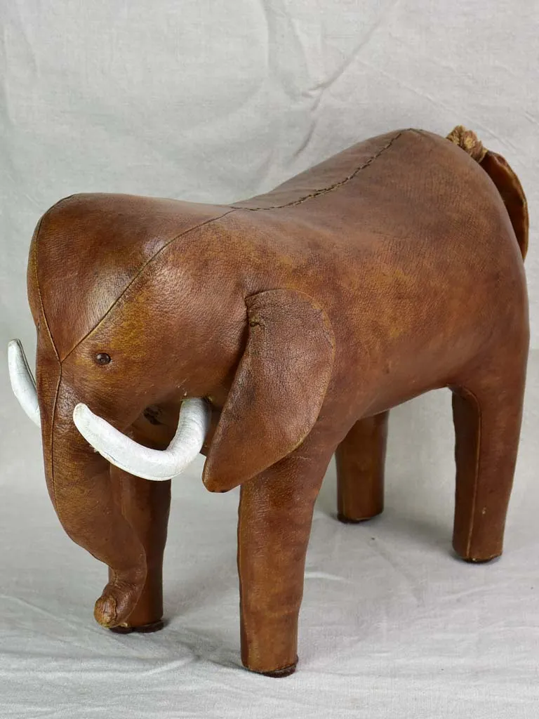 Mid century Spanish leather foot rest - elephant