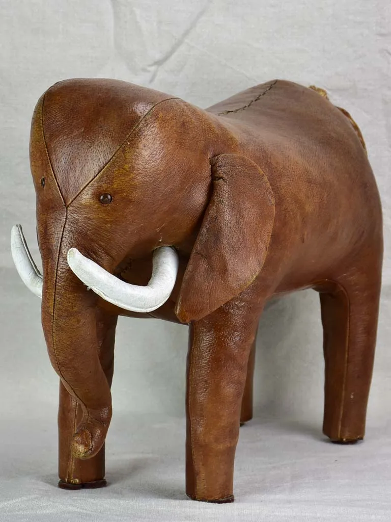 Mid century Spanish leather foot rest - elephant