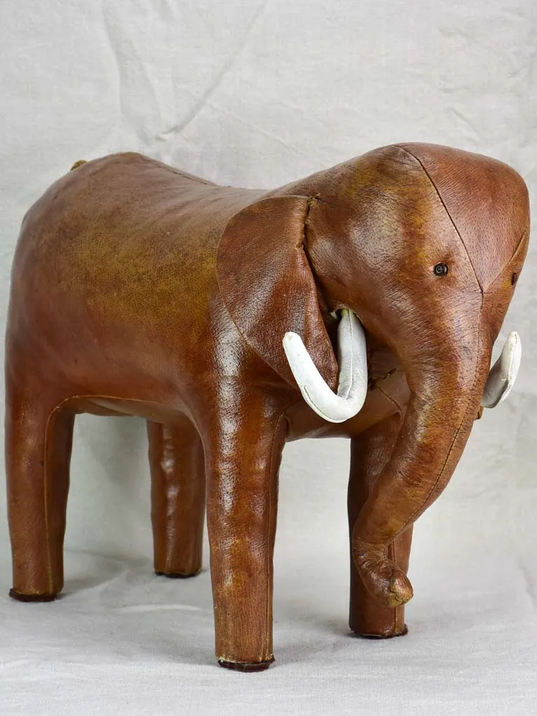 Mid century Spanish leather foot rest - elephant