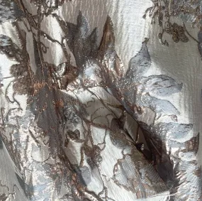 Mid-Weight Elegant Metallic Silvered Taupe Polyester Brocade