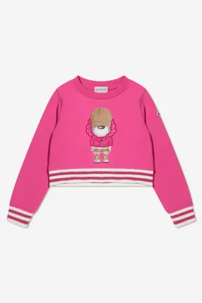 Moncler Enfant Girls Bear Print Sweatshirt in Pink