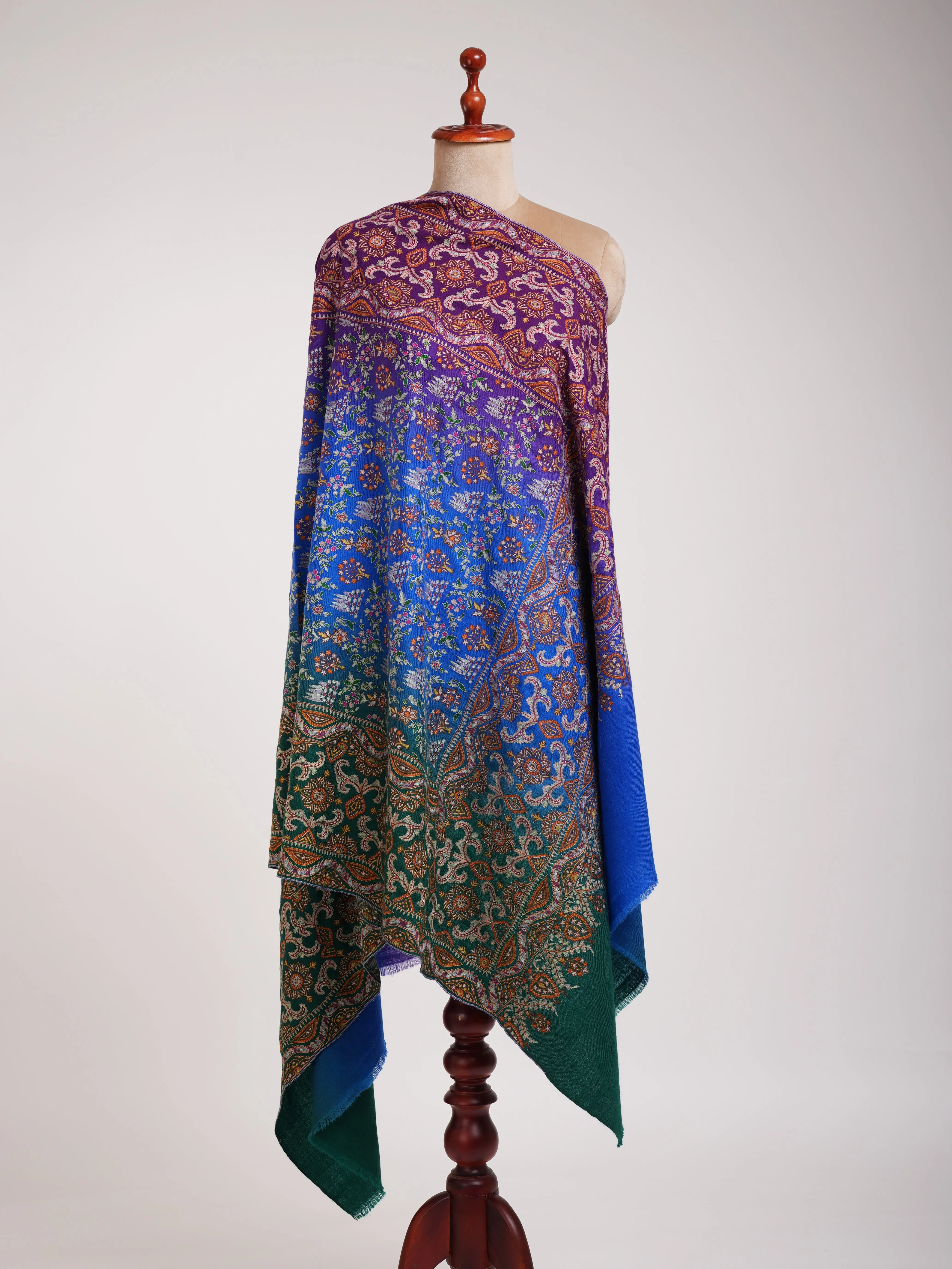 Ombre Hand Embroidered Indian Pashmina Wrap