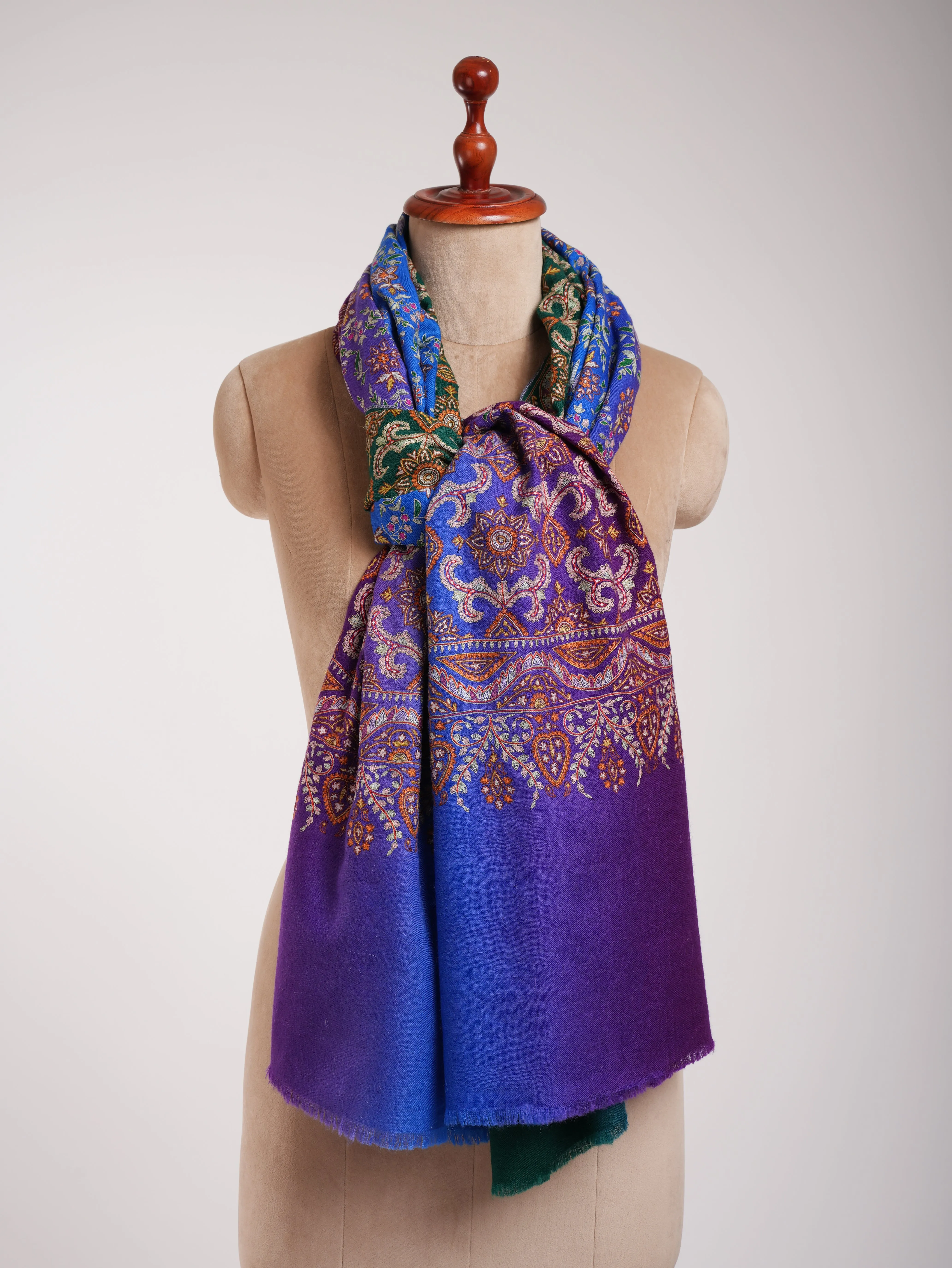 Ombre Hand Embroidered Indian Pashmina Wrap