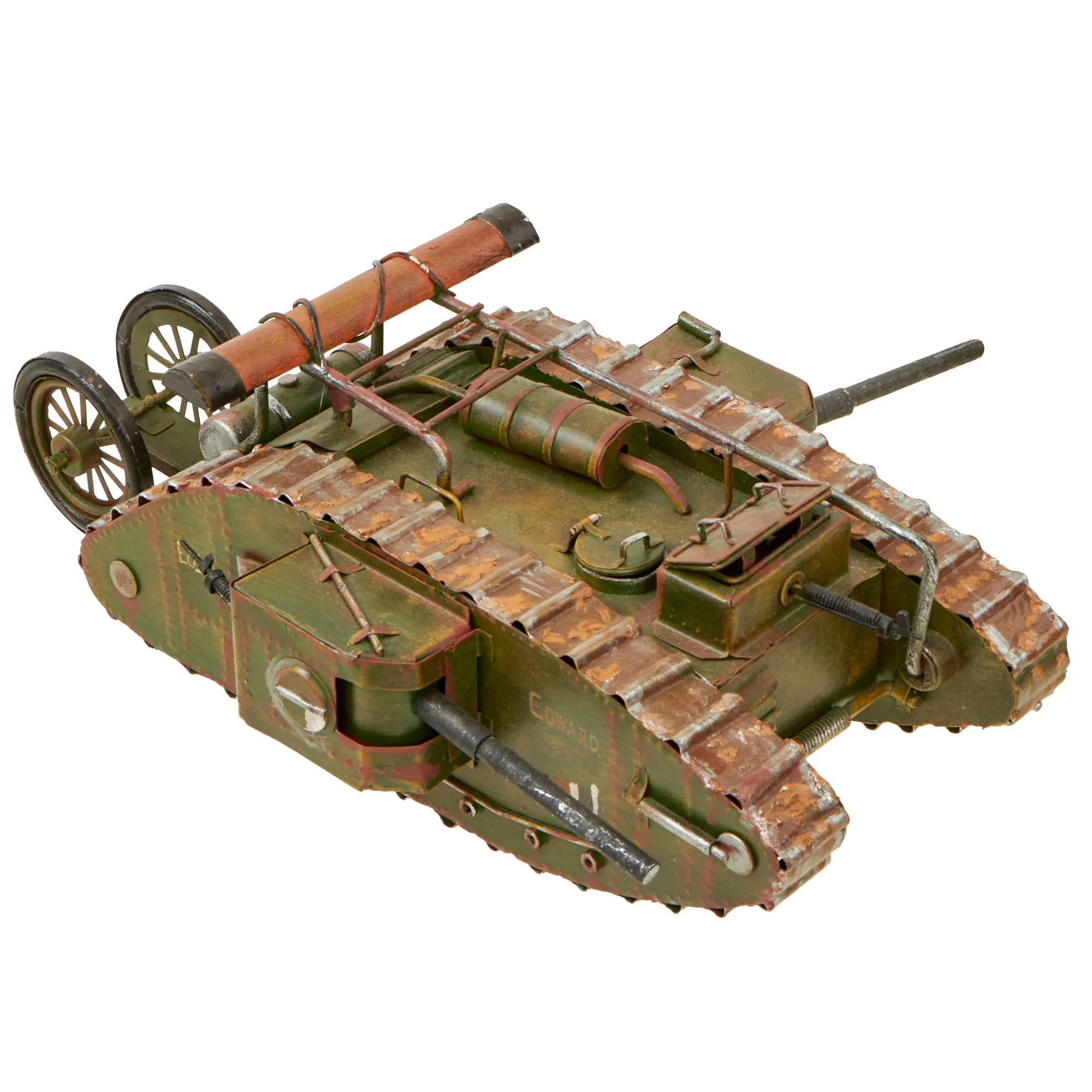 Original British WWI Mark IV (Male) Tank Contemporary Folk Art Steel Model - A.A.F. Tank Museum