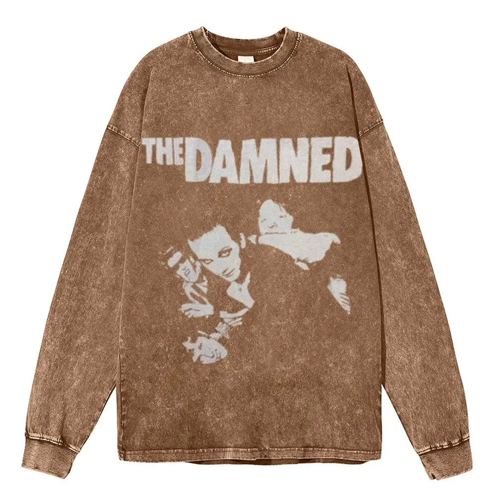 Oversized Vintage Washed The Damned Gothic Graphic Sweatshirt