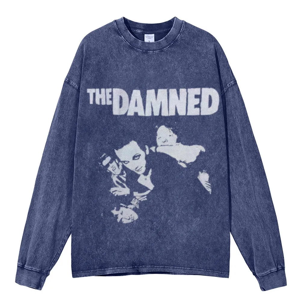 Oversized Vintage Washed The Damned Gothic Graphic Sweatshirt