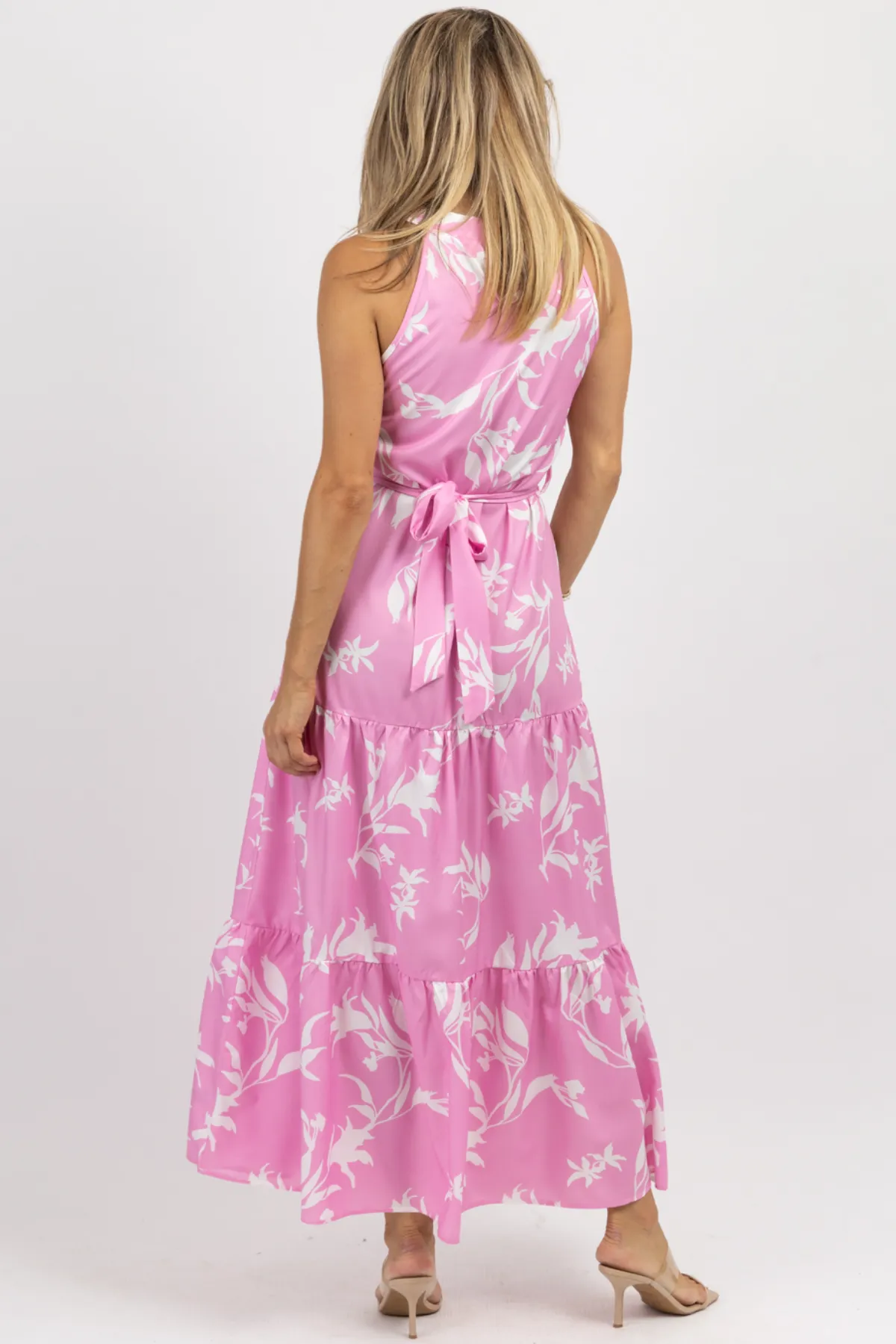 PEONY HALTER BELTED MAXI DRESS