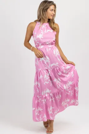 PEONY HALTER BELTED MAXI DRESS