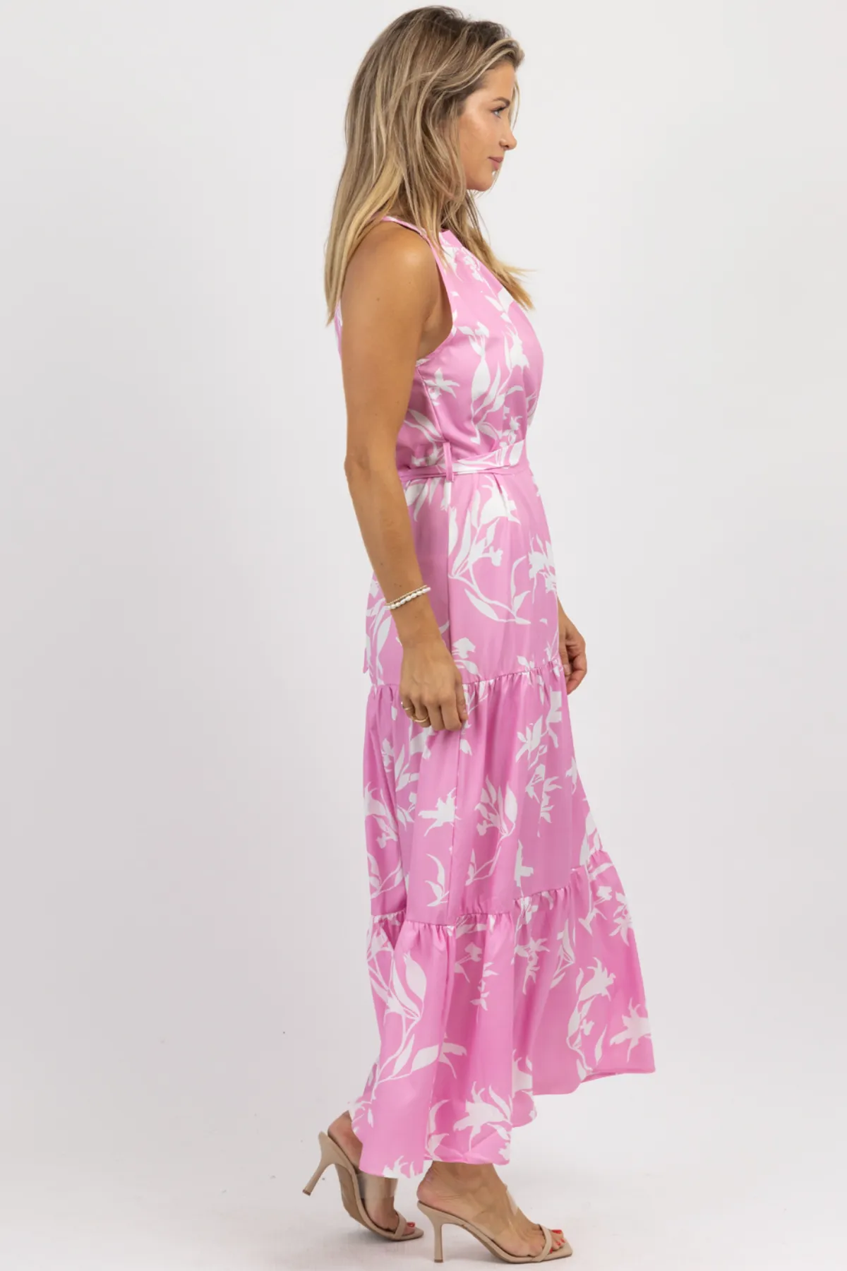 PEONY HALTER BELTED MAXI DRESS