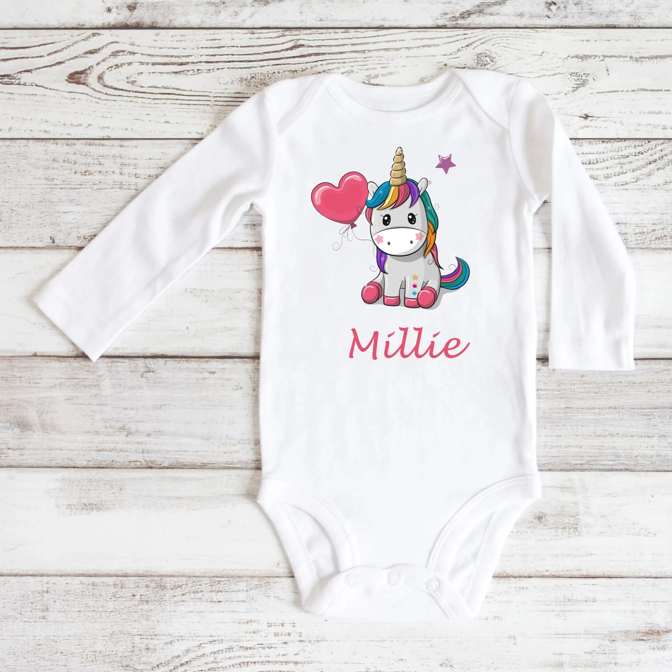 Personalised Baby Bodysuit - Unicorn