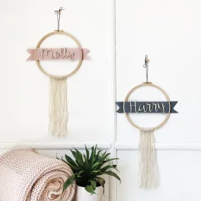 Personalised Name Ribbon And Fringe Hoop