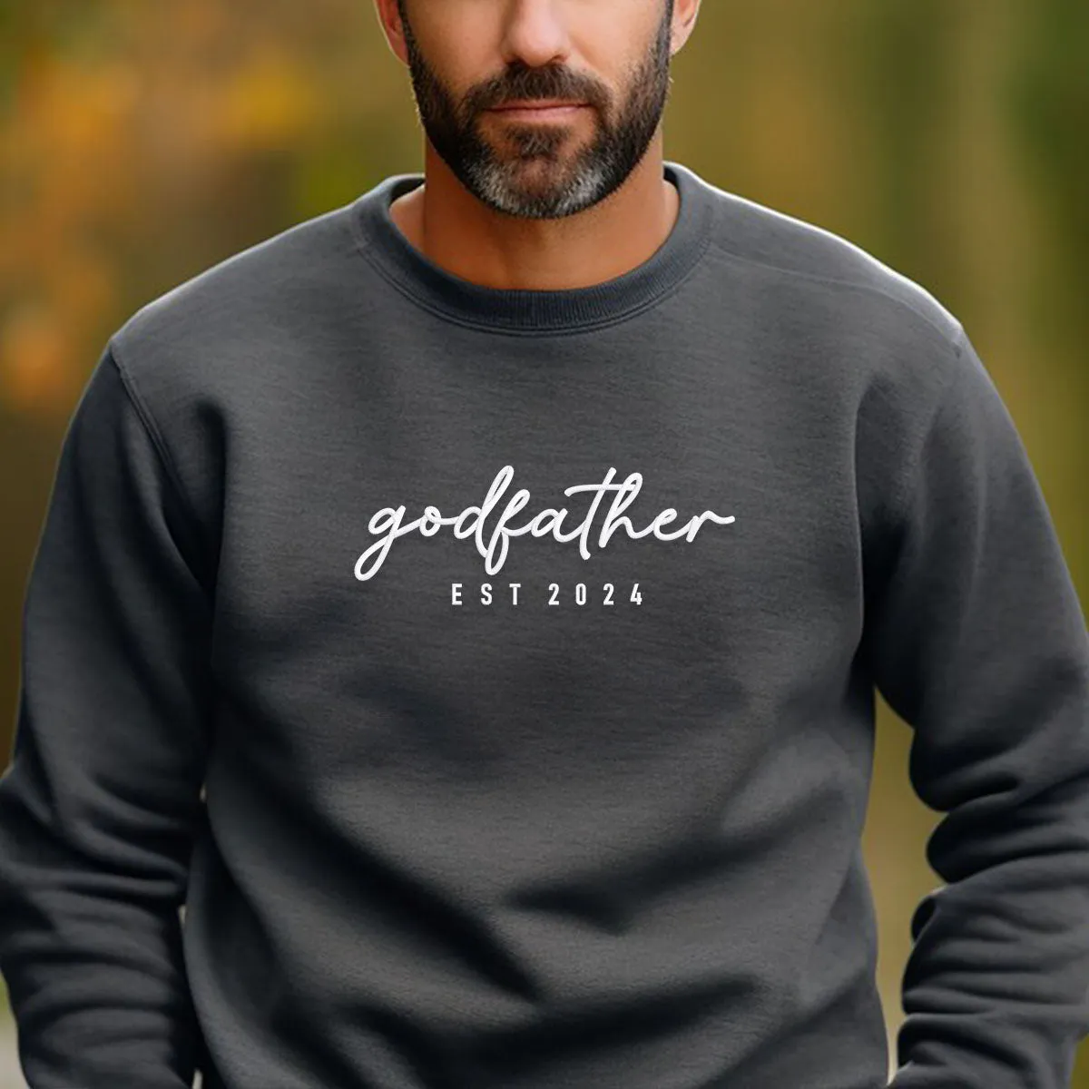 Personalized Hoodies for Dads, Godfather Hoodie or Sweatshirt with Name of Child, Dad EST 2024 Crewneck embroidered