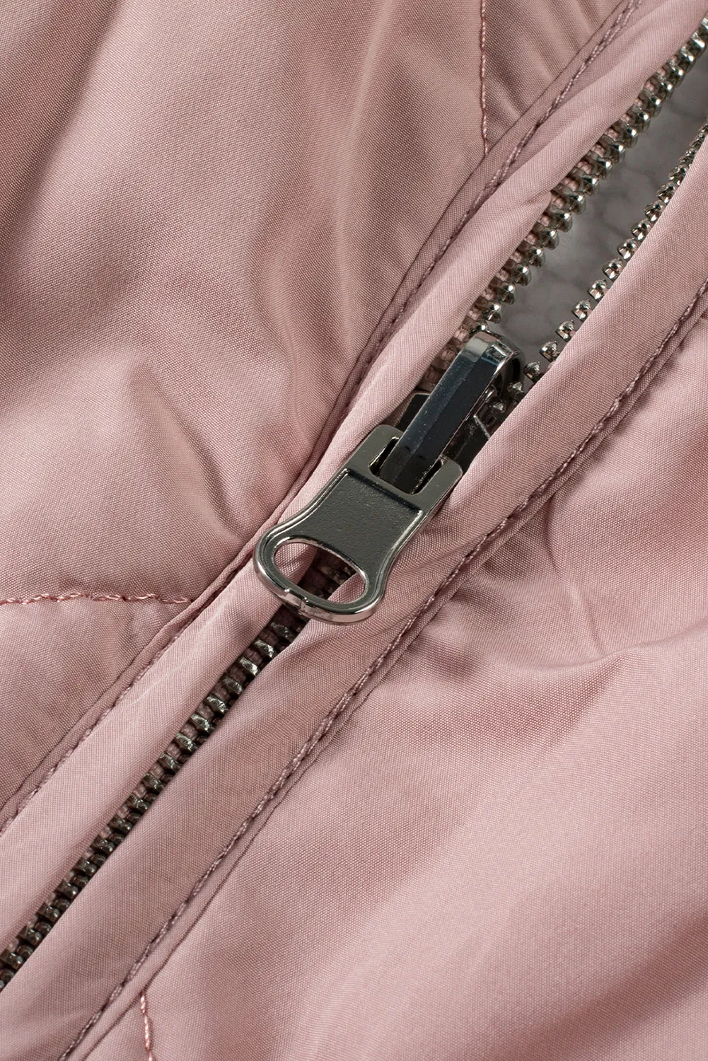 Pink Zip Up Fleece Lined Quilted Vest Coat