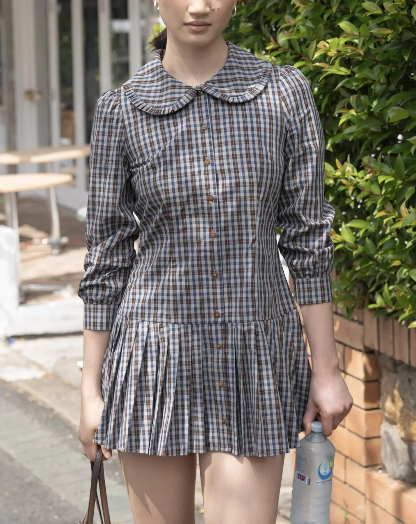 Pleat Shirt Dress - Dark Check