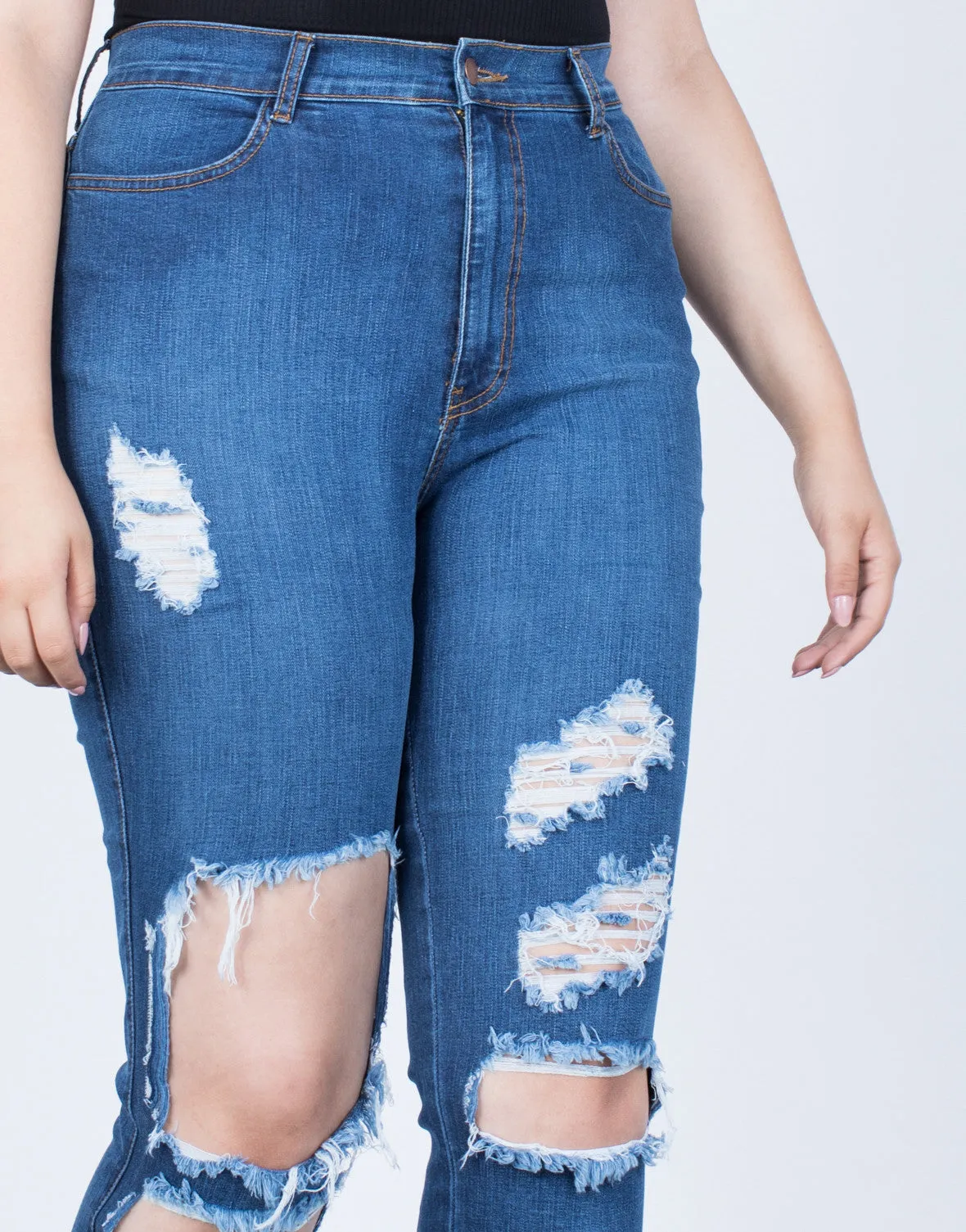 Plus Size High Waisted Cuffed Denim Jeans