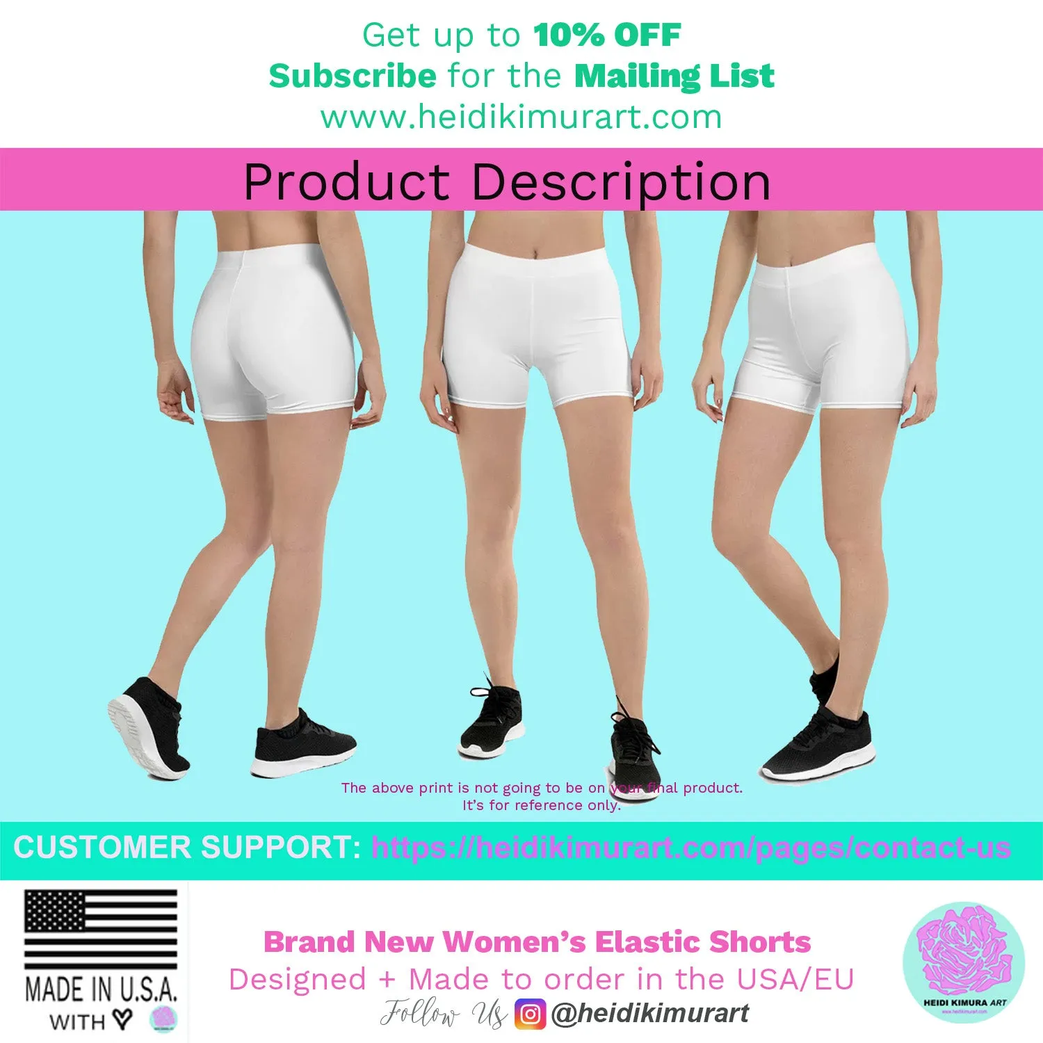 Polka Dot Black White Shorts, Premium Short Dotted Gym Tights For Women-Made in USA/EU