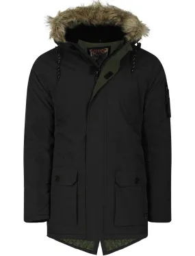 Ponsonby Parka Coat With Fur Trim Hood in Black - Tokyo Laundry